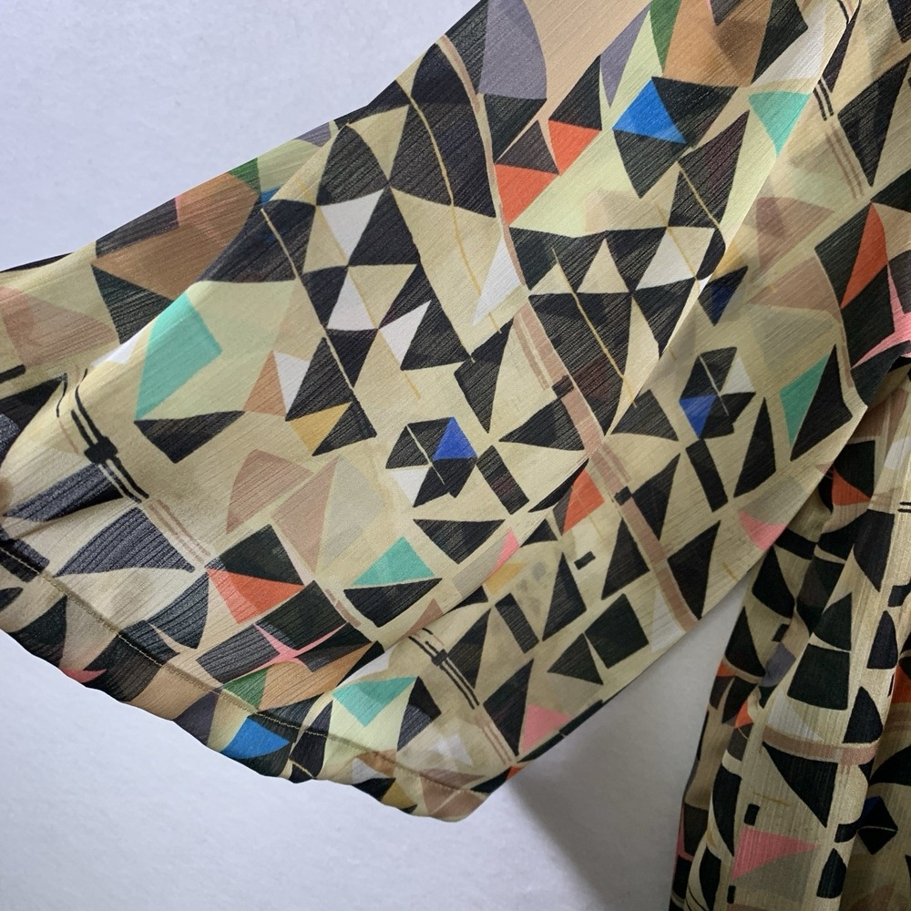 Cap Juluca x Aldomartins Womens Geometric Crepe Top Sz Semi Sheer‎ Boho Artsy - Picture 12 of 14